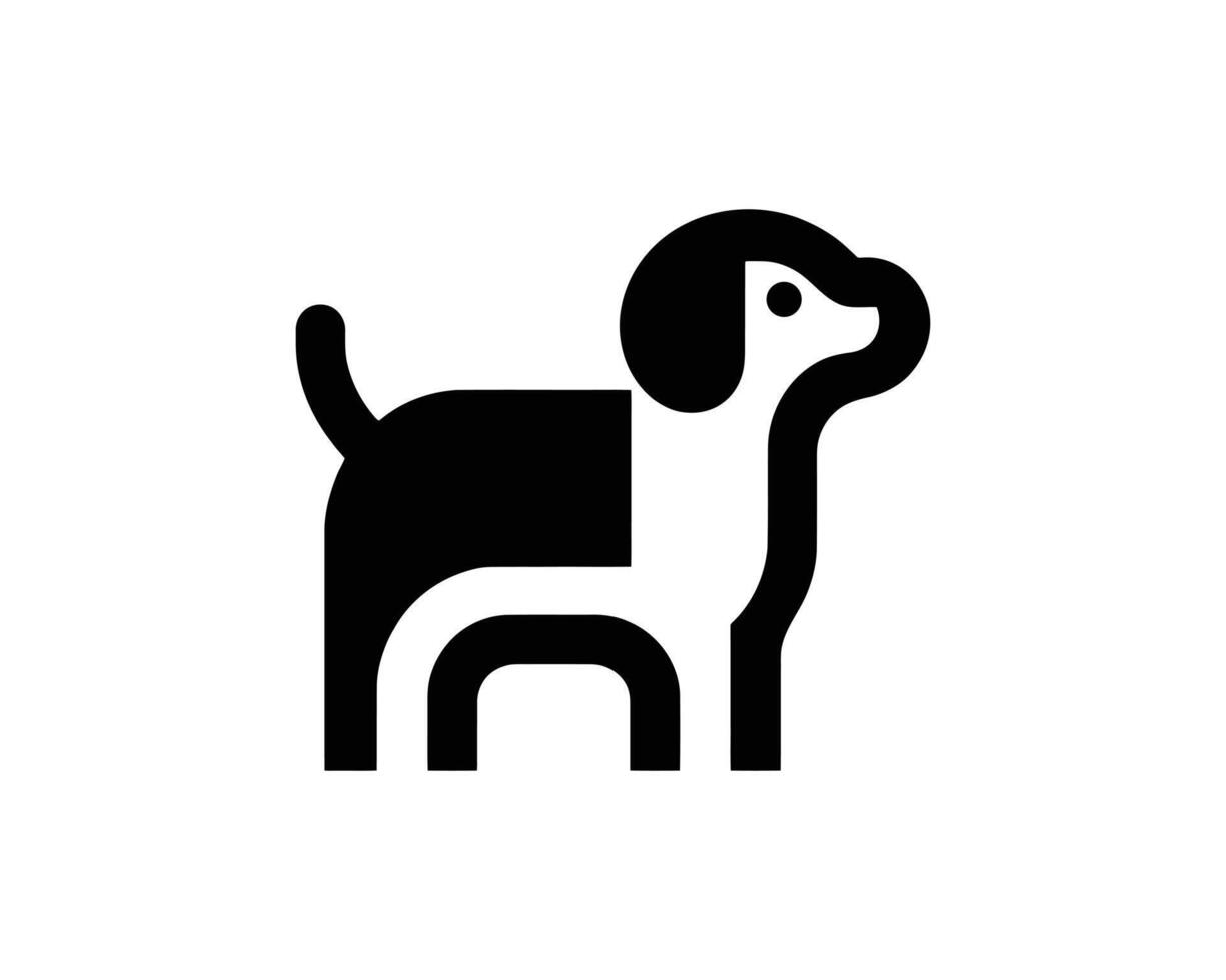 Simple Black and White Dog Symbol for Logo Use vector