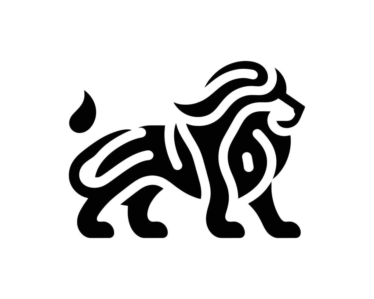 Lion logo in iconic flat monochrome minimal design vector