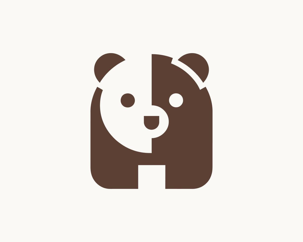 Bear logo in flat style with dark brown color scheme vector