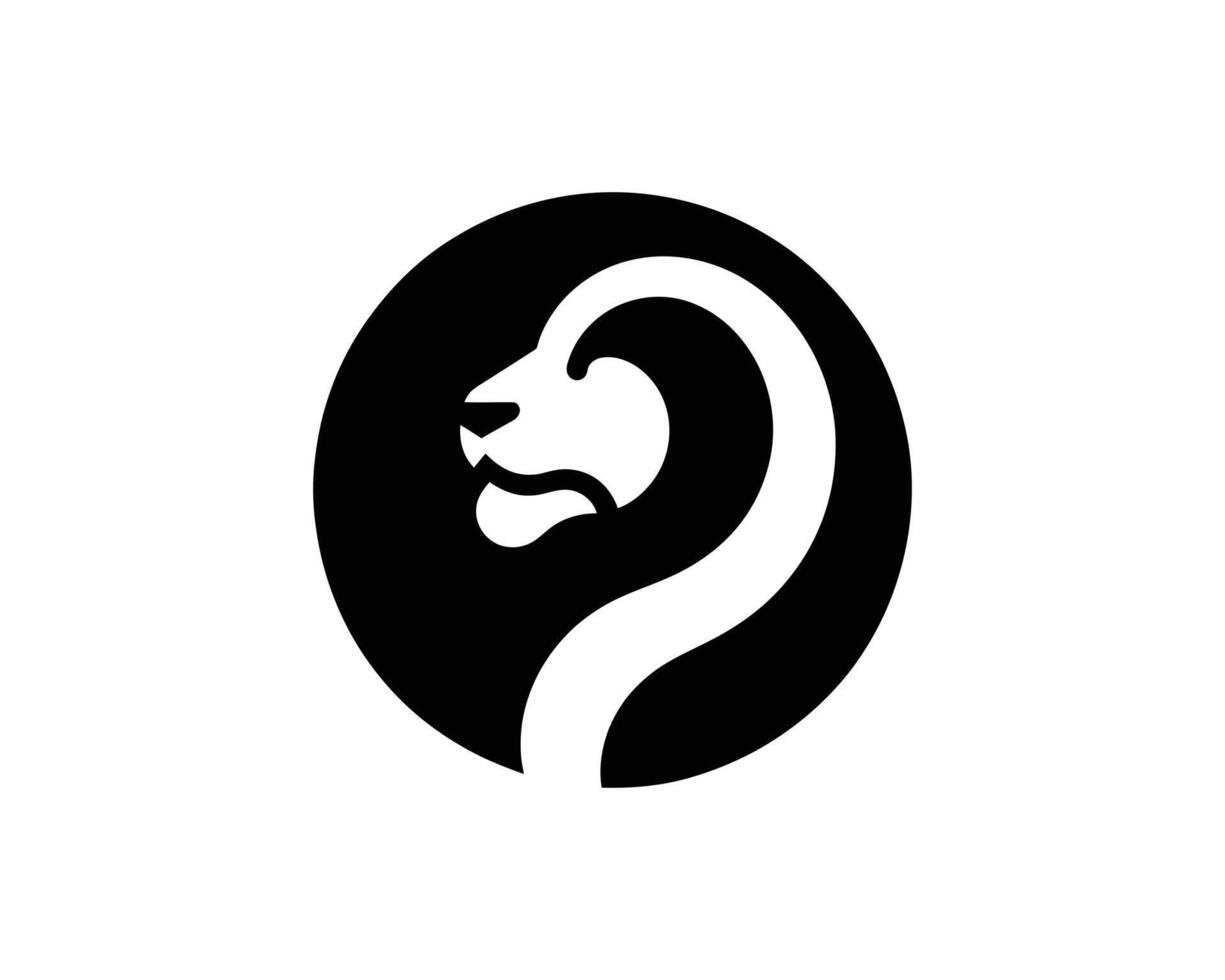 Clean Minimalist Lion Head Logo in Iconic Black and White Style vector