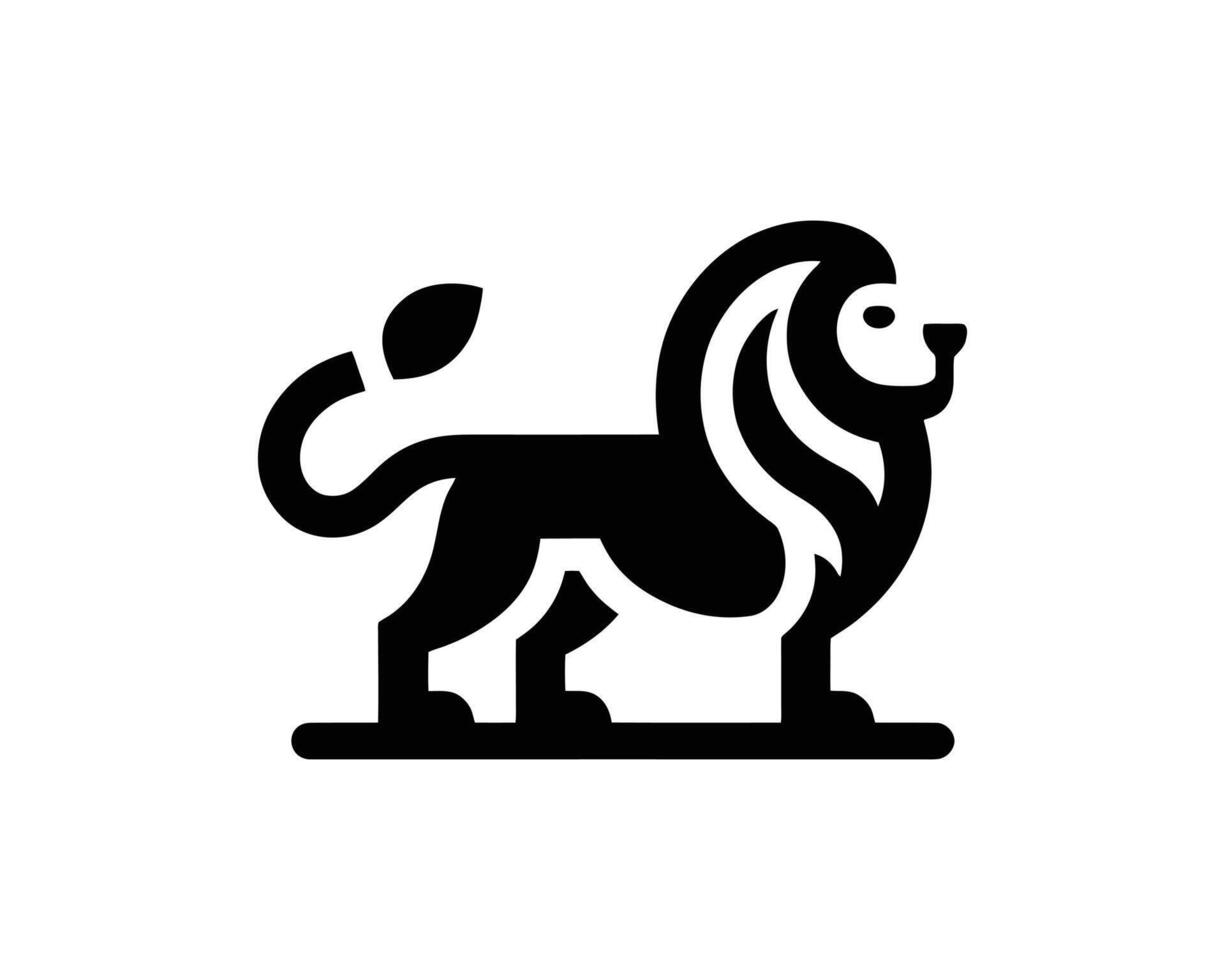 Lion icon in simple black and white flat modern style vector