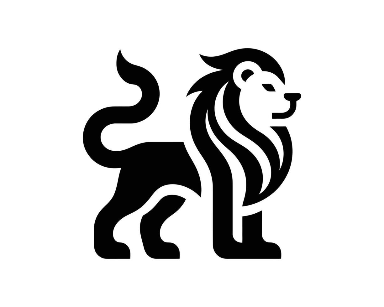 Iconic Minimalist Lion Full Body Logo in Bold Black and White Design vector