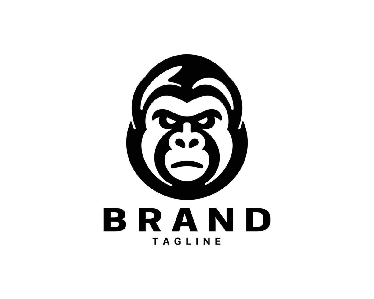Gorilla head logo in fun flat branding style vector