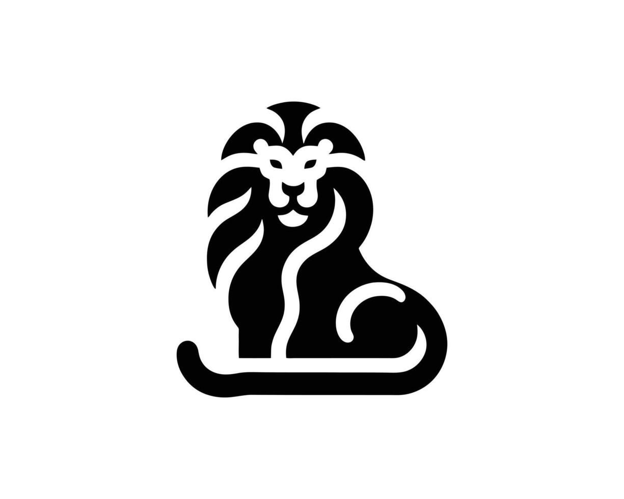 Minimal Lion Full Body Logo in Strong Black and White Silhouette vector