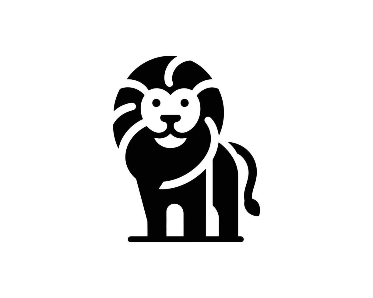 Lion Full Body Logo in Minimal and Bold Black and White Style vector