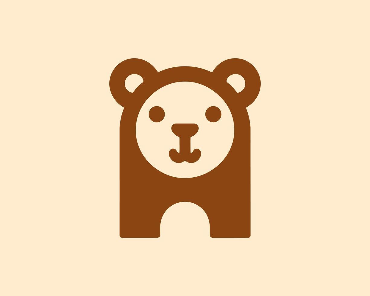 Bear logo icon with smooth brown flat design perfect for branding vector
