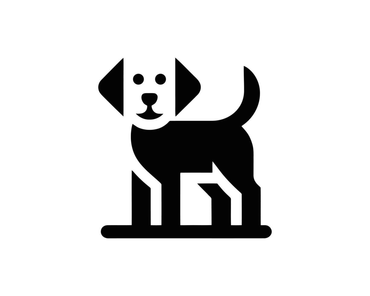 Pet Friendly Dog Logo Flat Black White Style vector