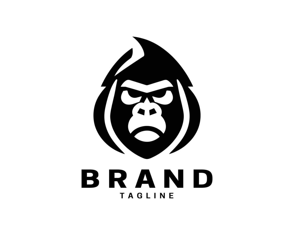 Gorilla head logo mark in simple bold design vector