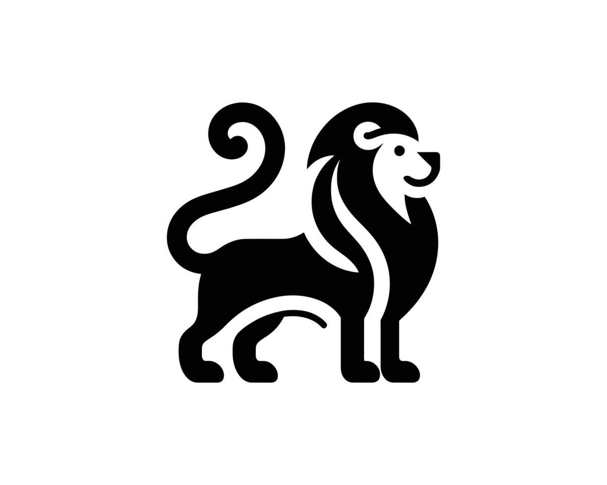 Lion logo in abstract black and white flat style vector