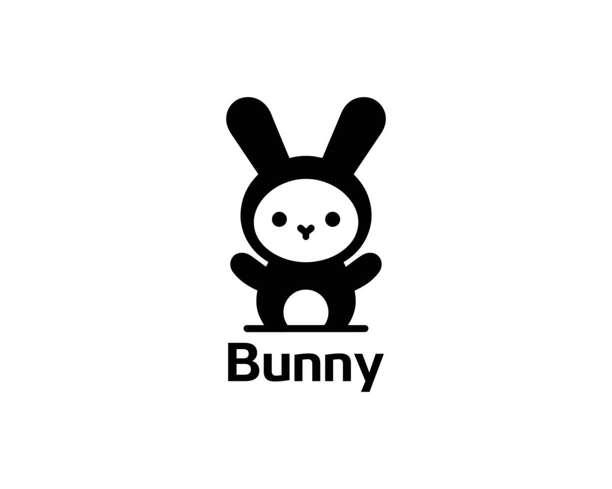 Flat bunny logo in black and white for children brands vector