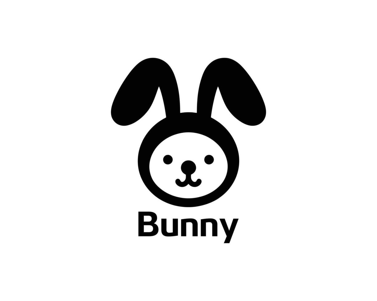 Cute bunny logo icon for kids brands in flat style vector