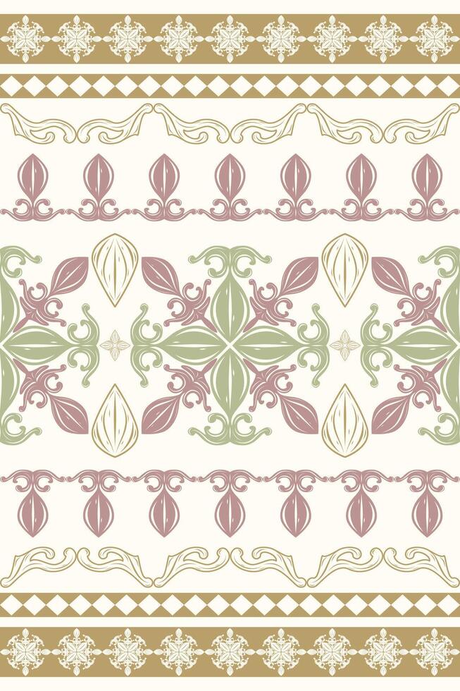 Dainty Petals Florals Transparent Filigree and Bold Scroll Royal Ornament Baroque Style with Elegance Luxury Expensive Rich Design for All Decoration Wallpaper Border Pattern Silk Handicraft Carpet vector