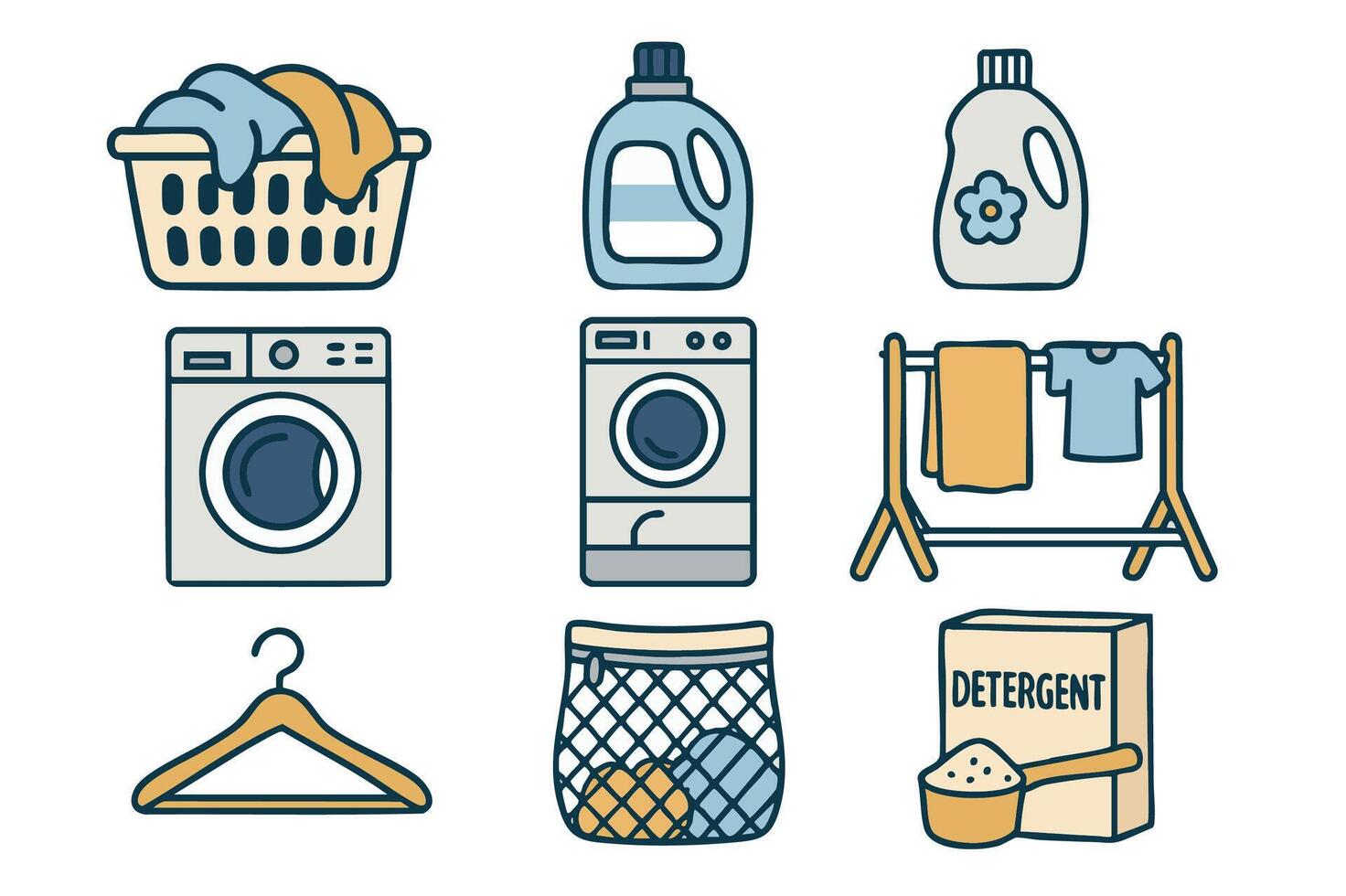 Laundry basket detergent washing machine clothes drying rack hanger laundry basket cleaning vector