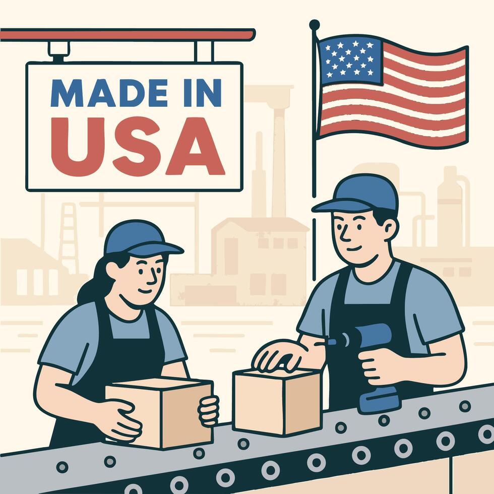 Workers packaging products in factory, showcasing dedication and craftsmanship vector