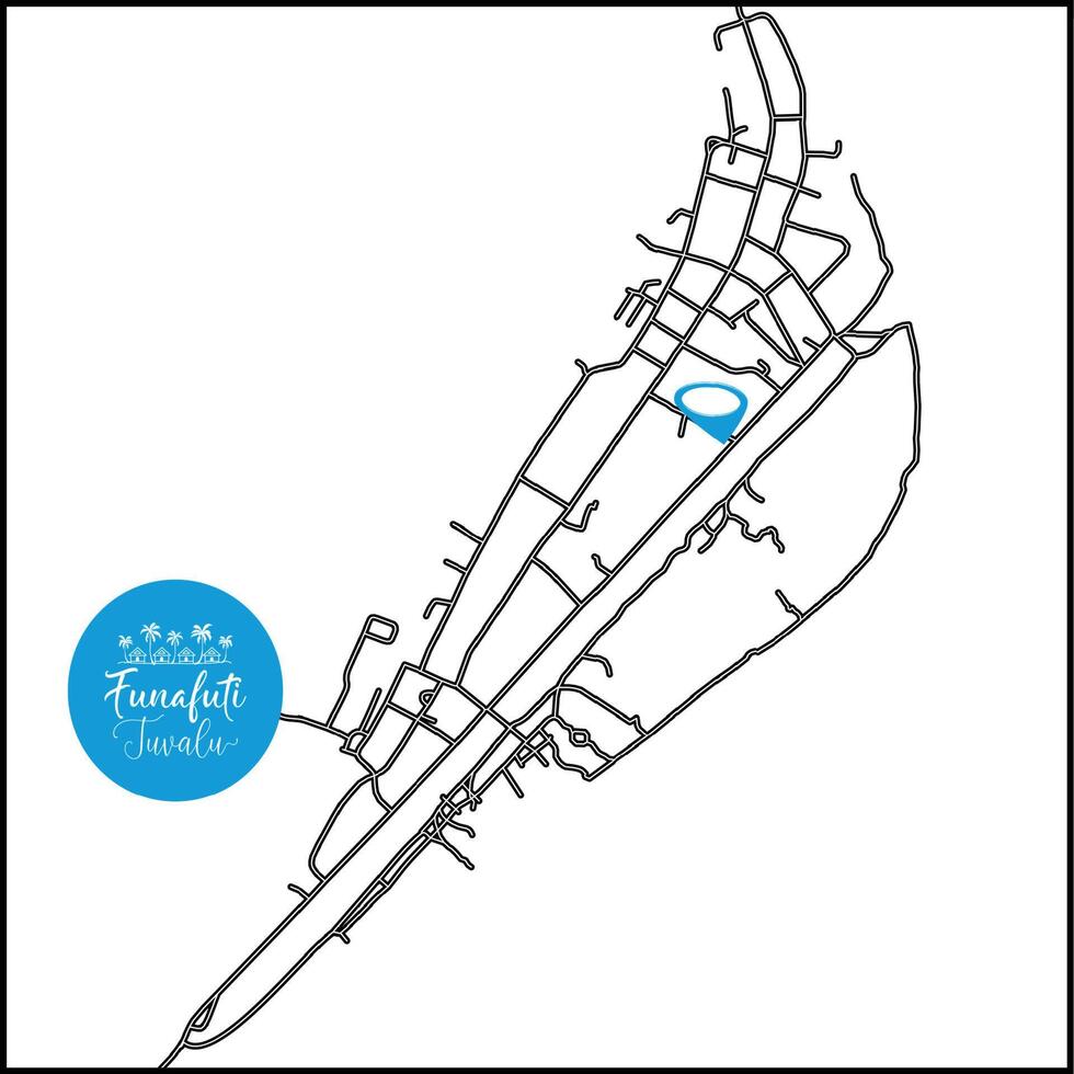 Funafuti capital city of Tuvalu Urban Streets Roads Map with city center location pin,illustration element image vector