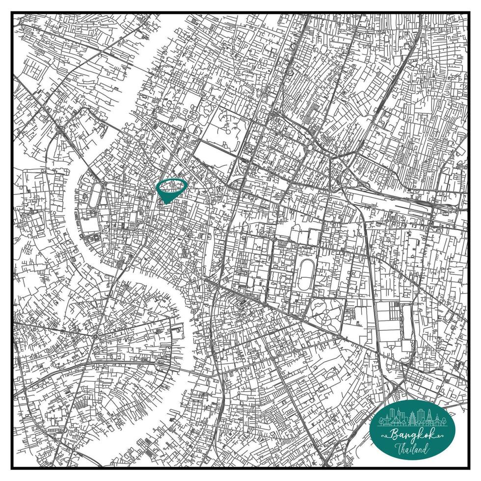 Bangkok capital city of Thailand Urban Streets Roads Map with city center location pin,illustration element image vector
