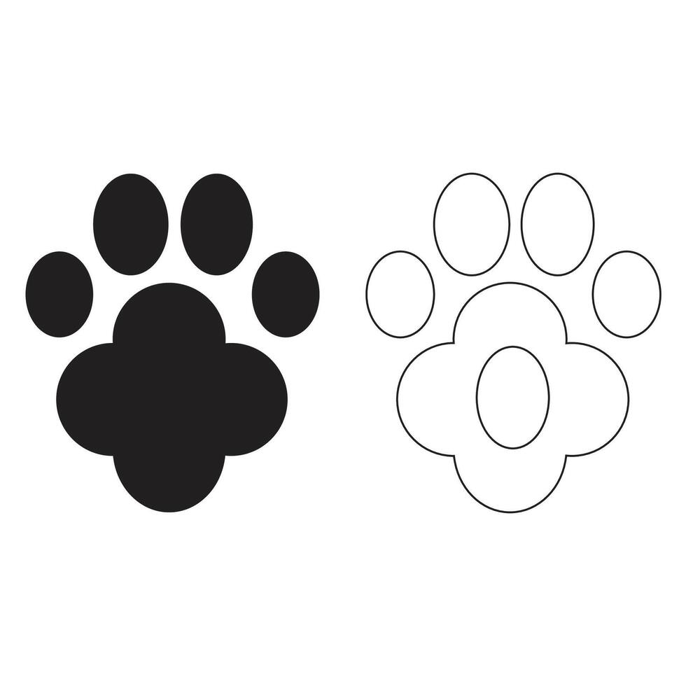 Pet paw icon isolated on white background flat illustration vector