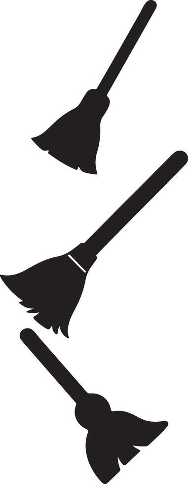 Silhouette, three witches' brooms vector
