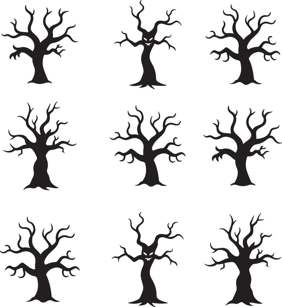Silhouette trees, spooky bare branches vector