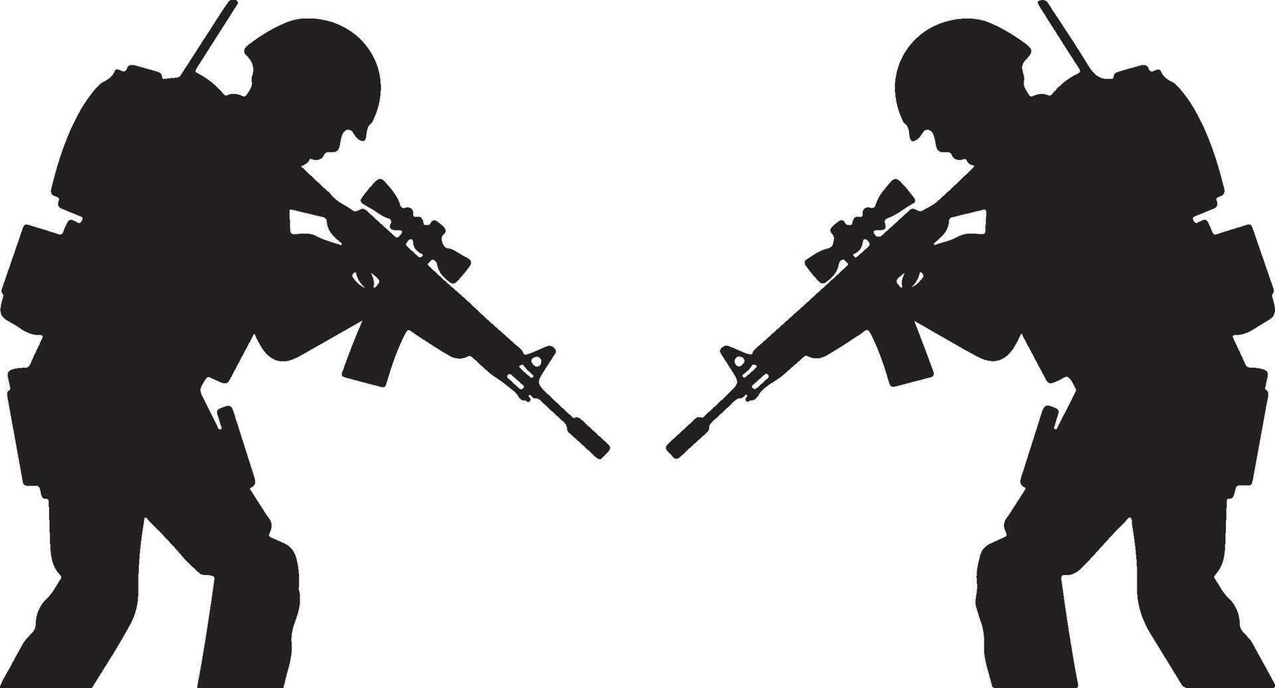 Silhouette two soldiers, vector