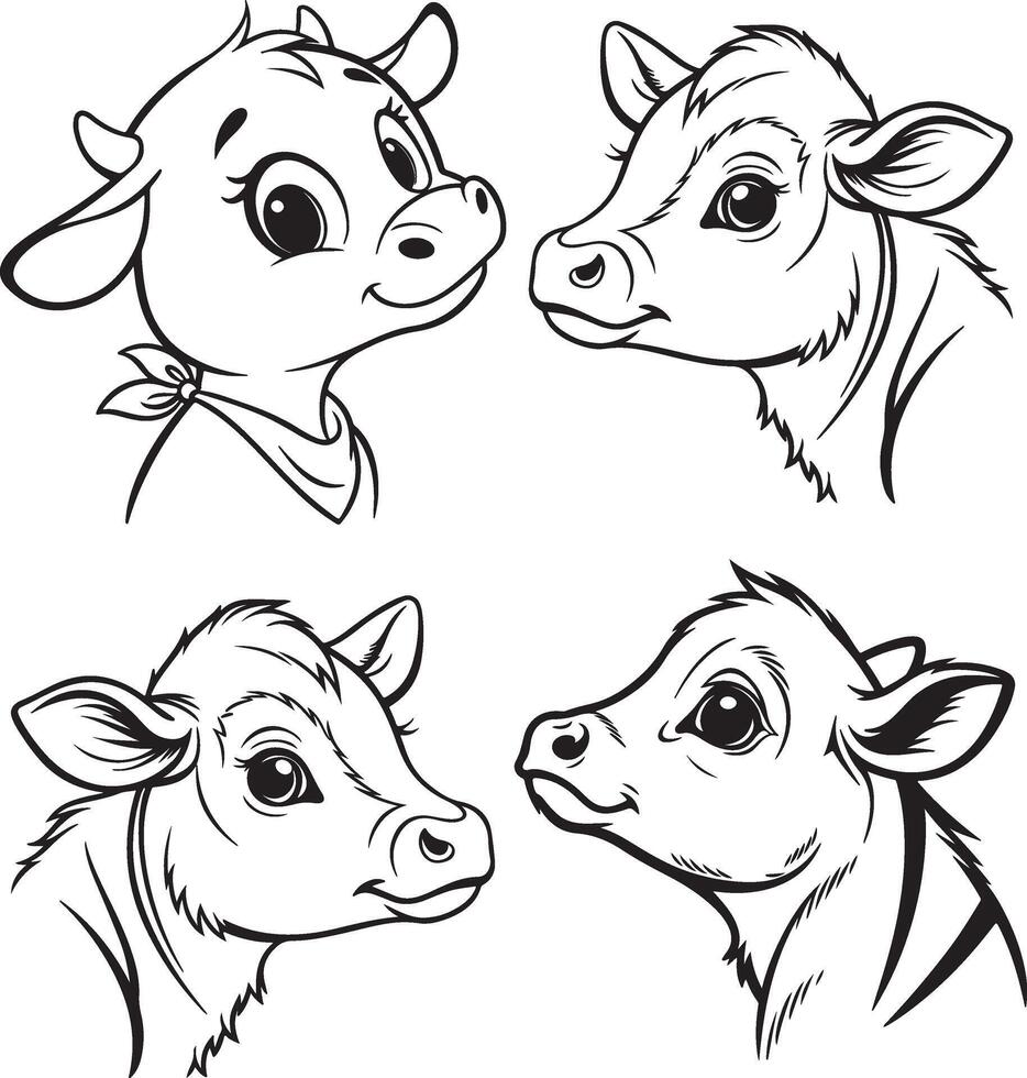 Cute cartoon cow heads vector