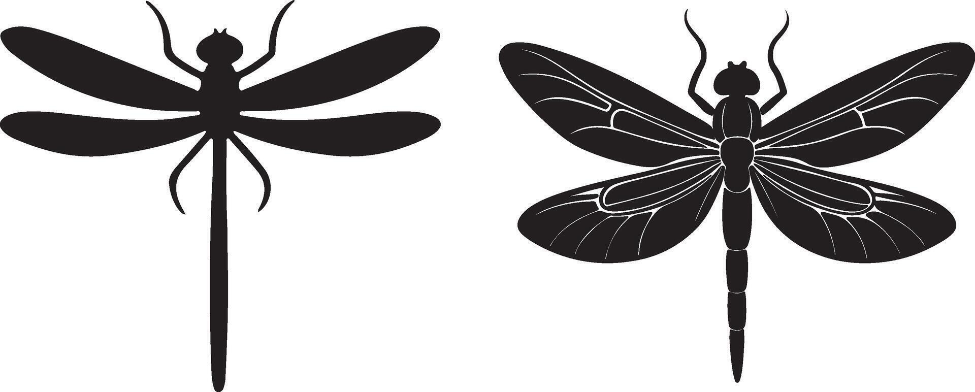 Silhouette dragonfly butterfly vector