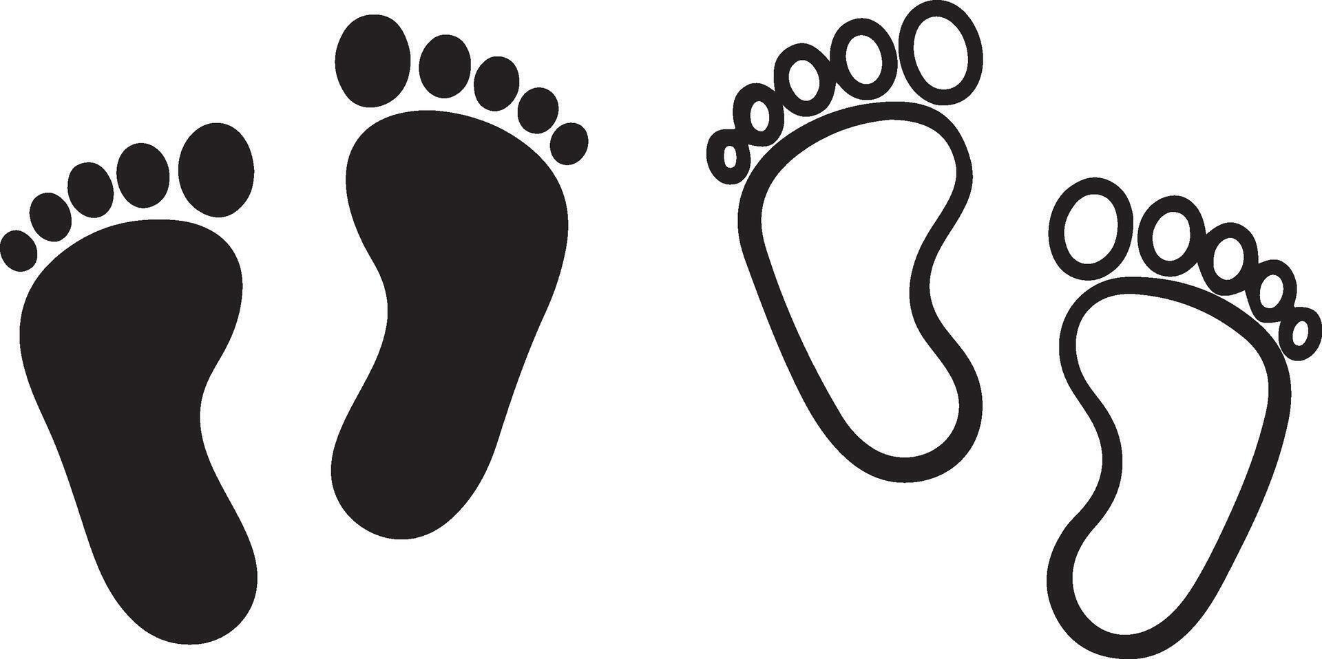 Black footprints, simplified graphic design vector