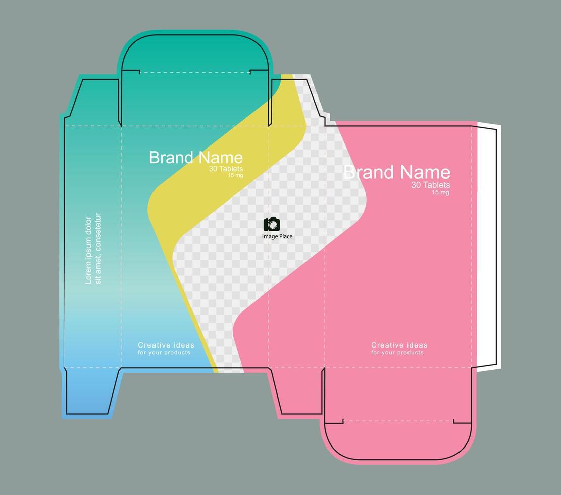 Pink and green color with image place on drug box vector