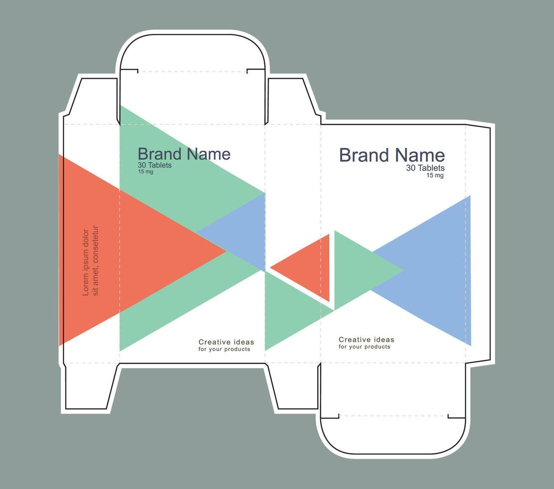 Colorful triangles shapes drug box concept vector