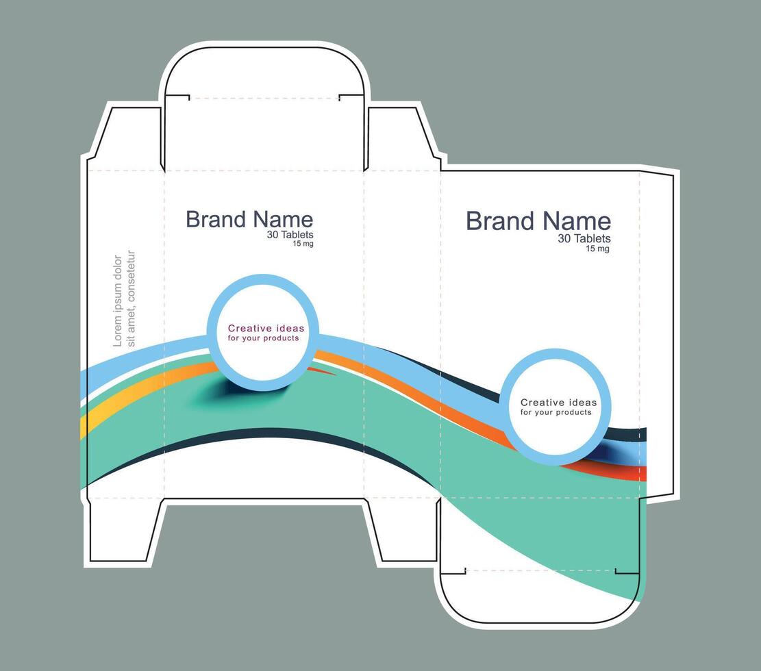 Flowing curves drug box concept vector