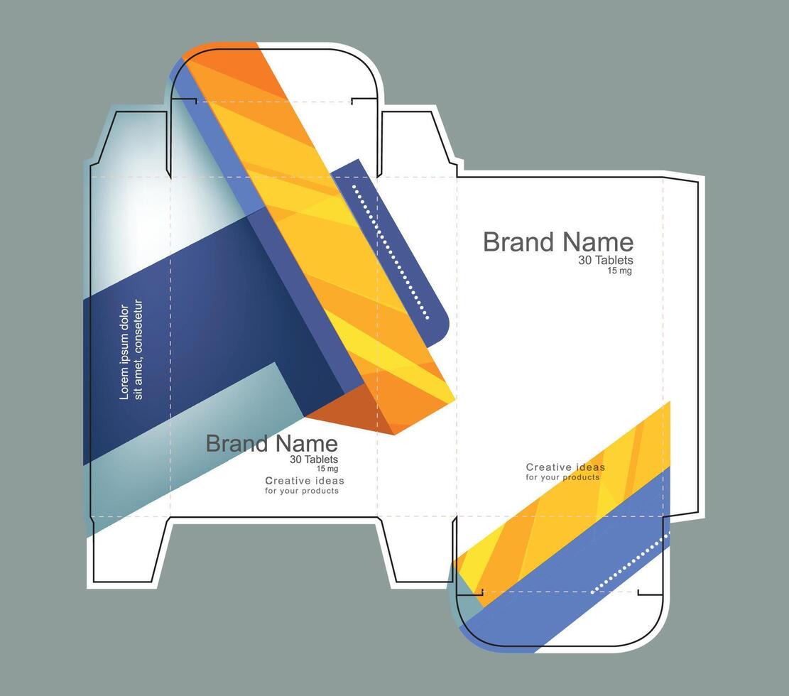 Colorful shapes on drug box concept vector