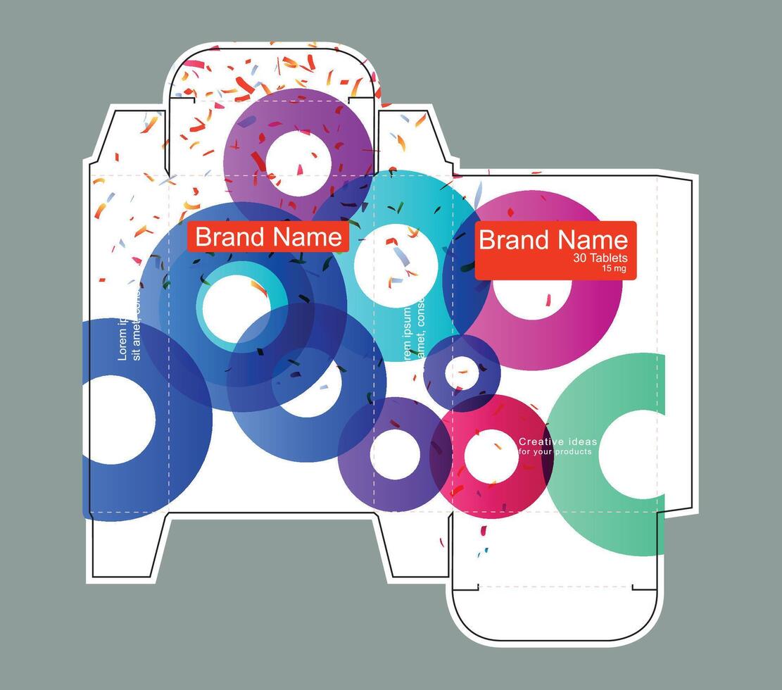 Colorful circles on drug box concept vector