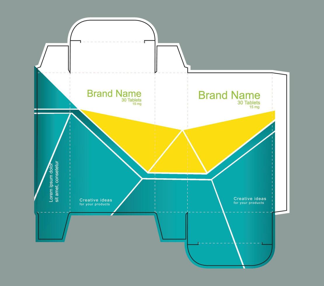 Green and yellow triangles pattern on drug box concept vector