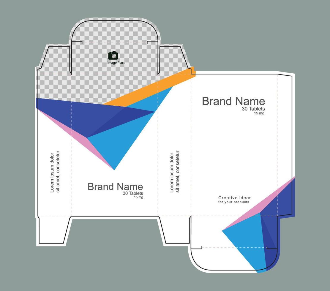 3D pyramids shapes on drug box concept vector