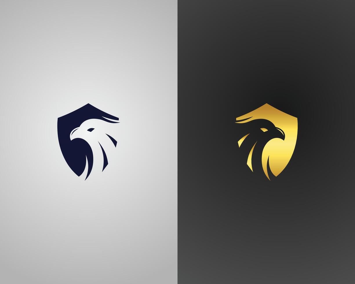 Eagle Head Shield Logo Design Creative Template. vector