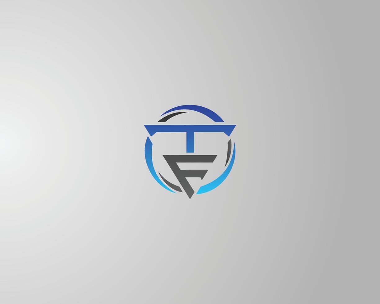 TF or FT Triangle Letter Logo Design Elegant Modern Template. vector