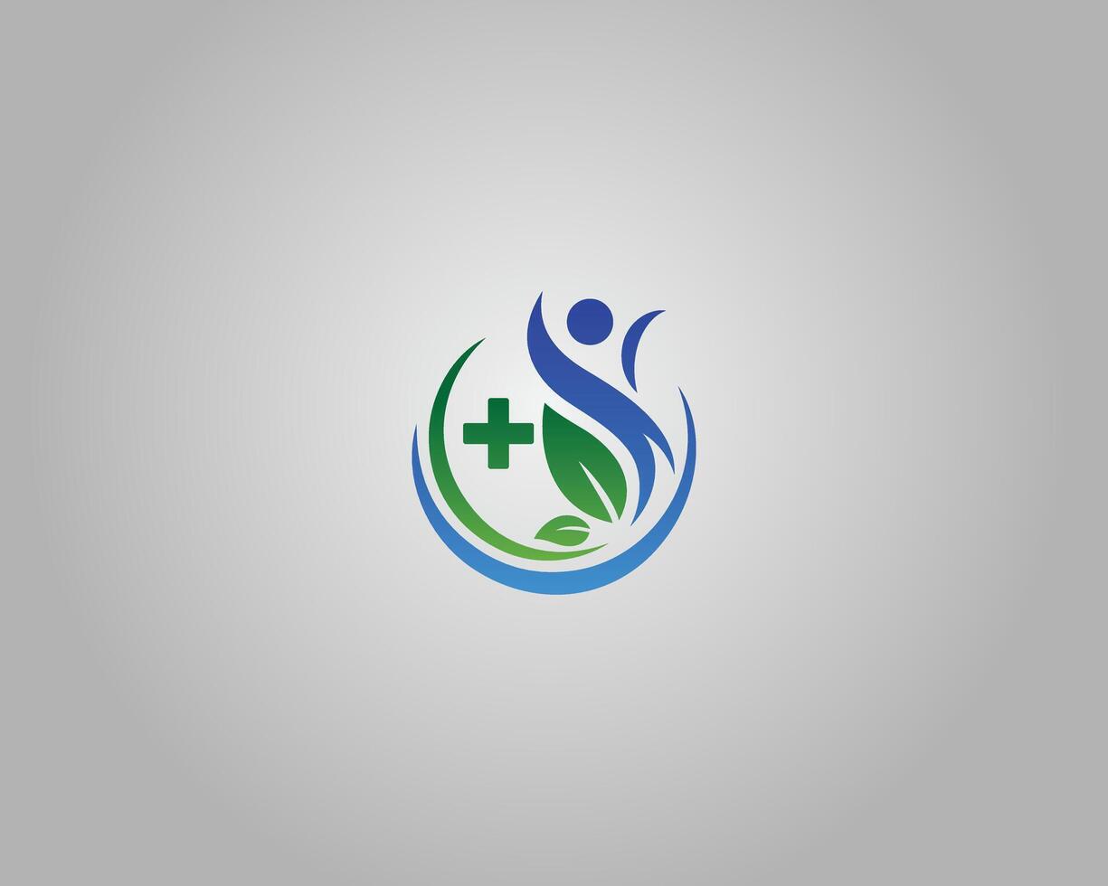 Healthcare Logo Medical Cross with Human and Leaves Symbol Design Modern Template. vector