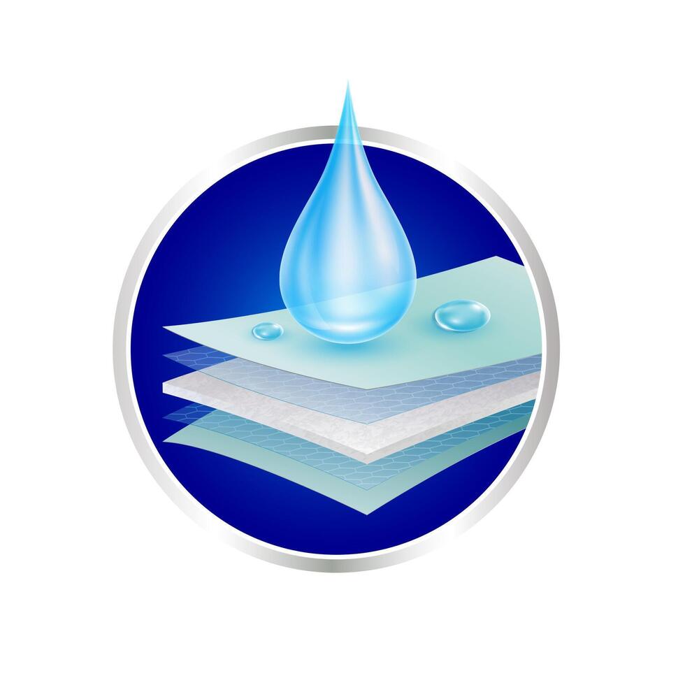 Water droplets gypsum board corner close up. Texture construction material synthetic fiber with heat insulation, waterproofing and vapor barrier reflect heat. Can fabric ads industrial. Label. vector