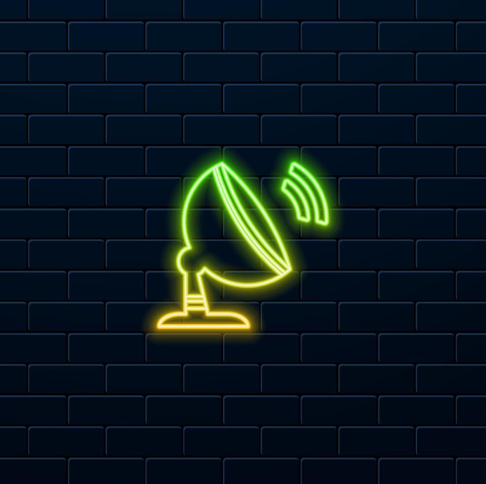 Telecommunication antenna symbol. neon style. Telecommunication antenna illustration symbol isolated graphic design vector