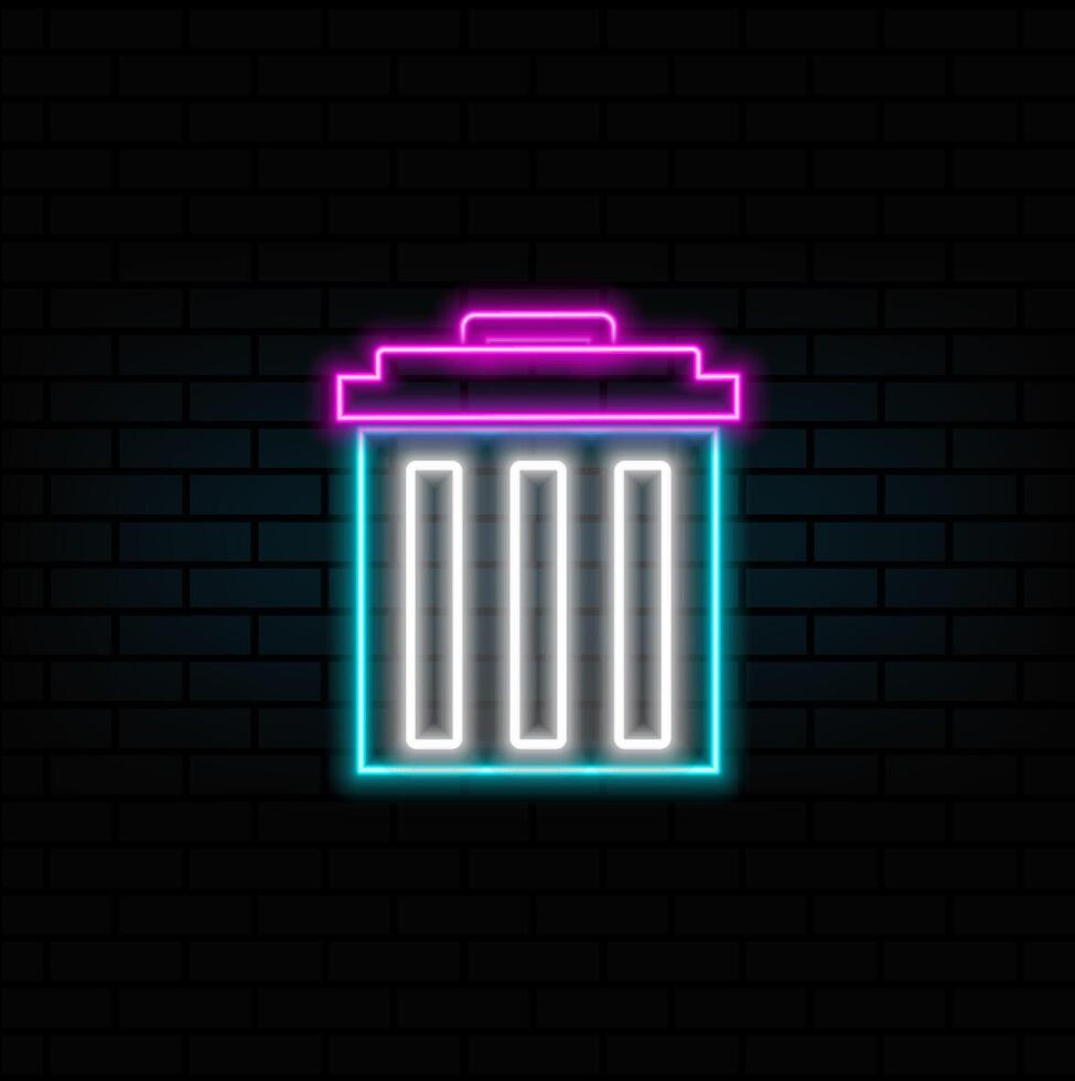 trash can icon. neon.Recycle bin icon illustration. neon style. vector