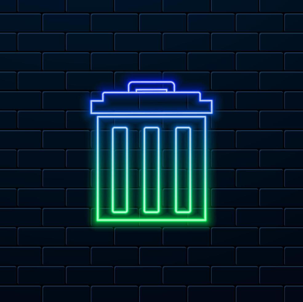 trash can. neon.Recycle bin icon illustration. neon style. vector