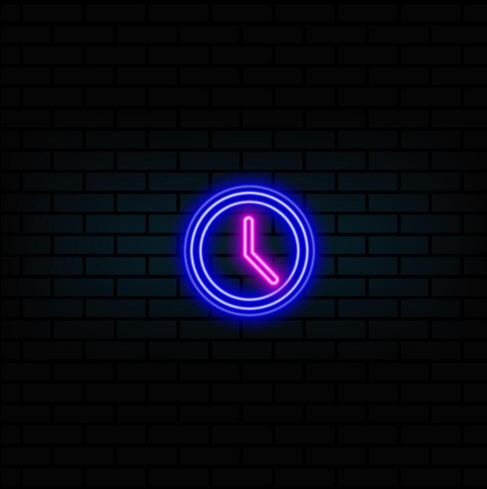 neon style.mobile phone clock icon. cell phone clock illustration vector