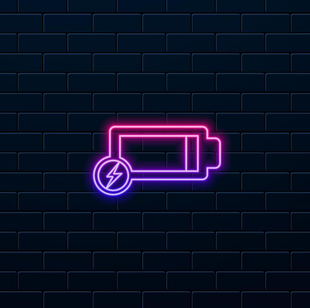 battery charging icon. neon style.electronic concept element illustration of material fill battery charging icon. vector
