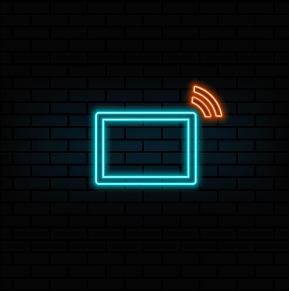 neon style. Laptop and wireless network cloud.Stylish minimalistic laptop computer icon. wireless notebook. vector
