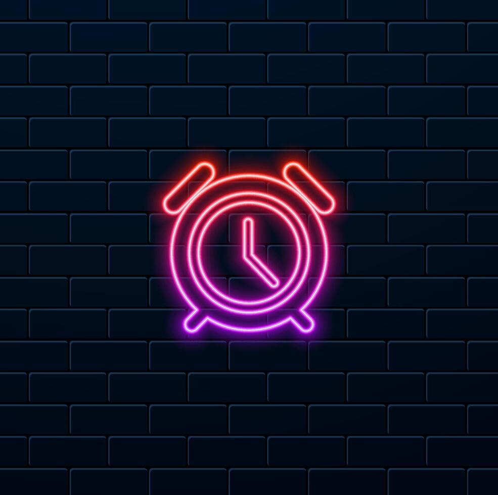 Clock, alarm, clock icon image. neon style.Can also be used for household objects. Suitable for use in web applications, mobile applications and print media. vector
