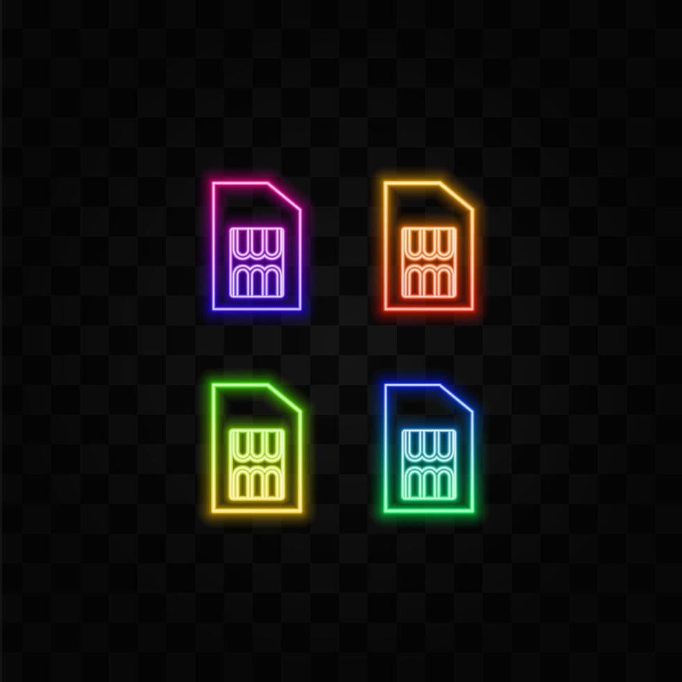 sim card symbol icon. Sim card symbol icon illustration. neon style. vector