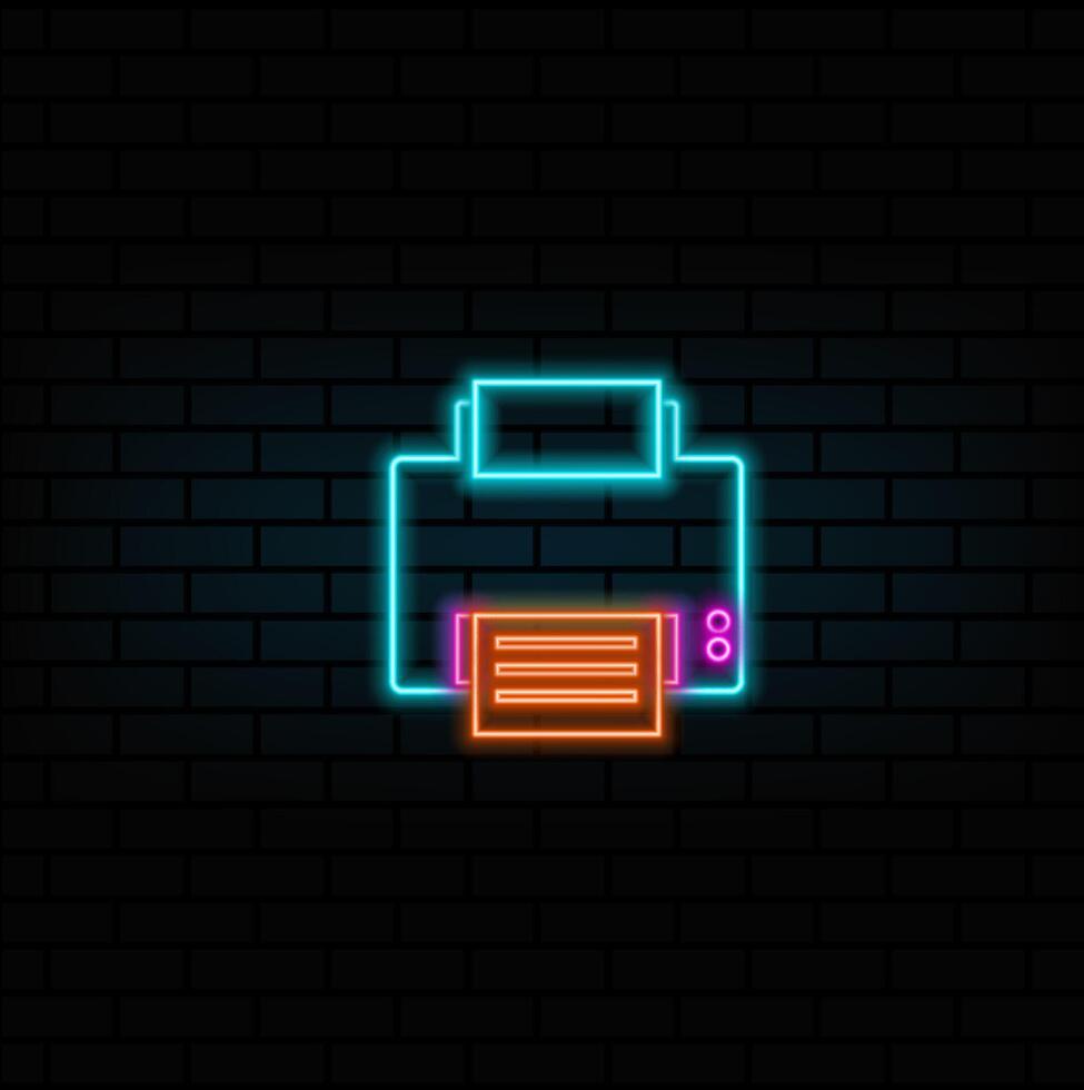 Office printer icon sign and symbol. neon style.esc printer logo concept. Office printer icon . vector