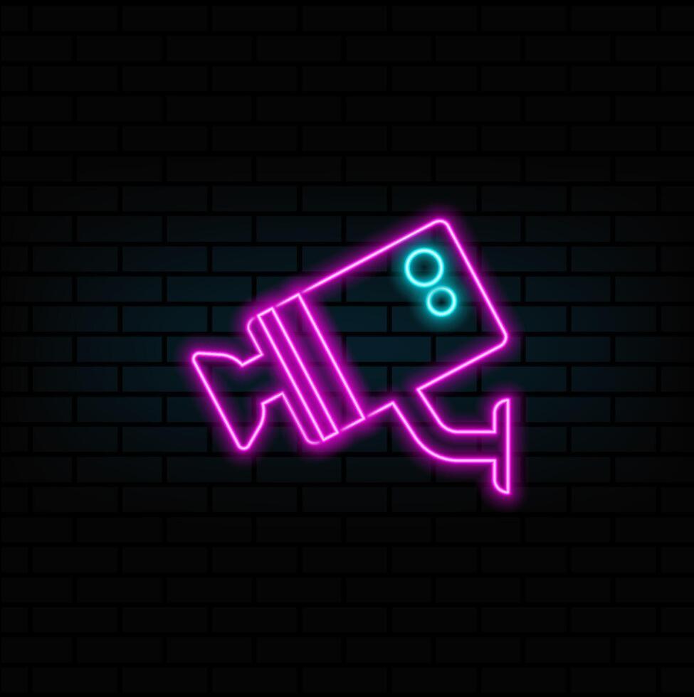Smooth security camera and Surveilance camera cctv. neon style. Surveilance camera icon, security and cctv flat, graphics vector