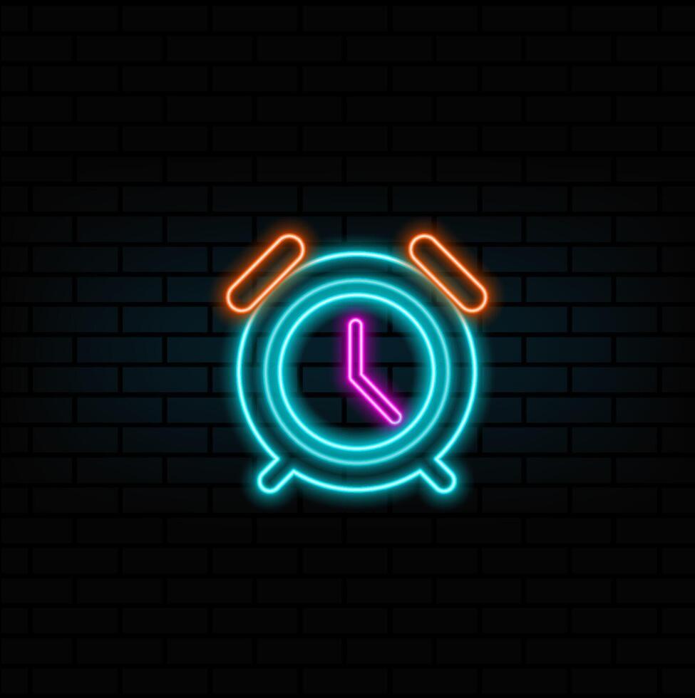 neon style. alarm, clock icon image.Can also be used for household objects. Suitable for use in web applications, mobile applications and print media. vector