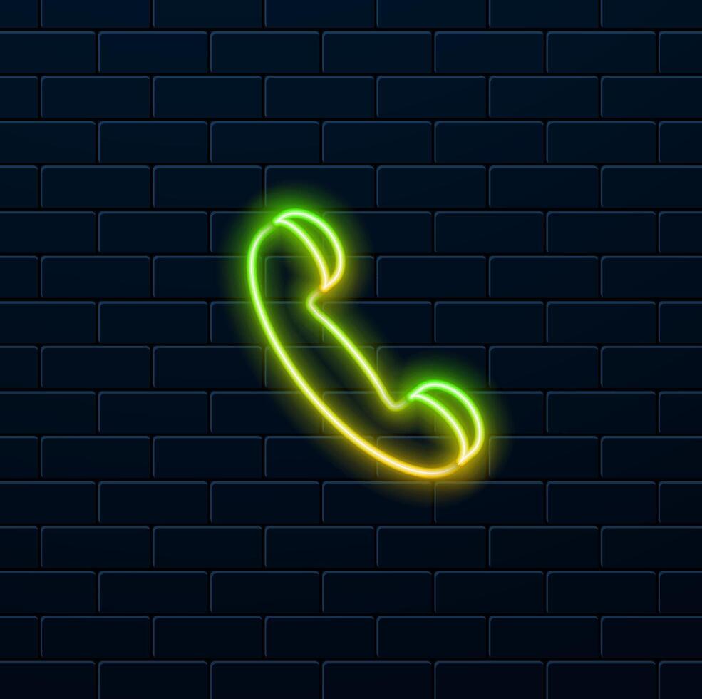 neon style.Contact icon. Mobile phone icon making a loud sound 24 hours a day Anytime service concept. neon. vector